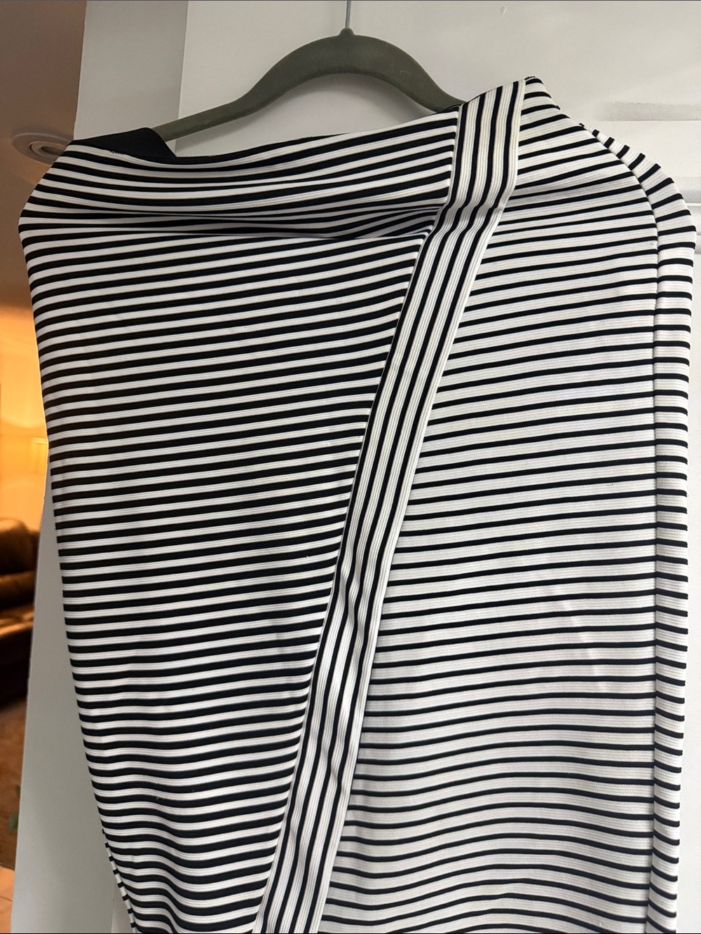 Zara Black and White Striped Pencil Skirt